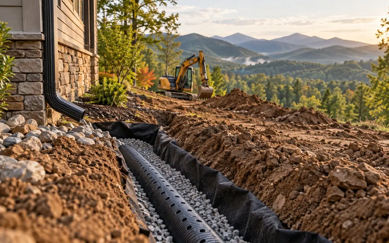 Drainage Installation work on an East Tennessee property